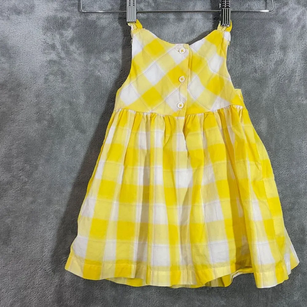 OshKosh b'Gosh Girls 12M Sleeveless Gingham Sundress Lined buttons in back